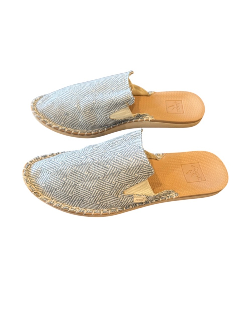 Reef Escape Mule TX Blue White Woven Textile Espadrille Slides Size 9